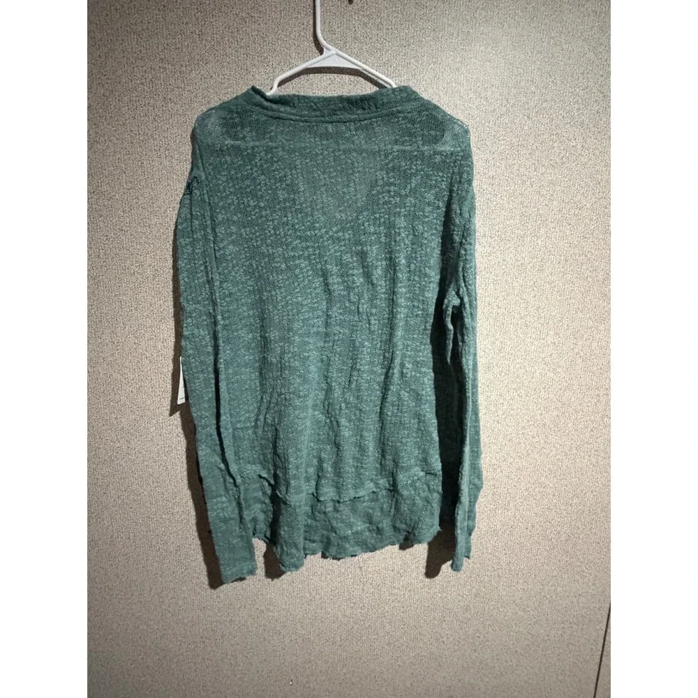 Free‎ People We The Free Snowy Thermal V-Neck Top Misty Forest Green OB1075901 S